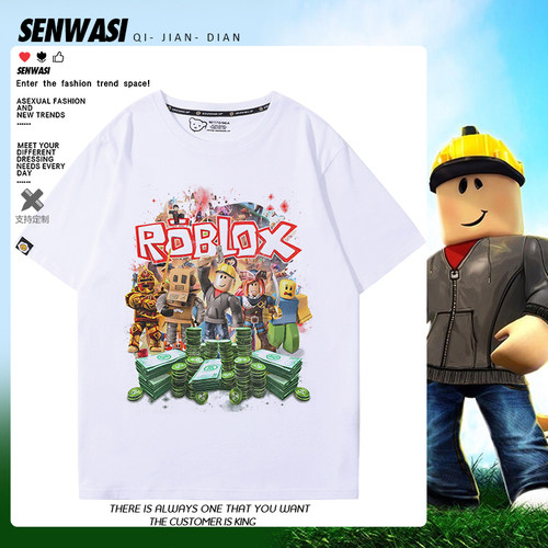 Roblox罗布乐思卡通周边短袖男女儿童青少年夏季可爱百搭T恤衣服