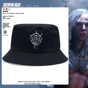 博德之门3阿斯代伦D20骰子数学公式渔夫帽男女学生户外防晒盆帽子