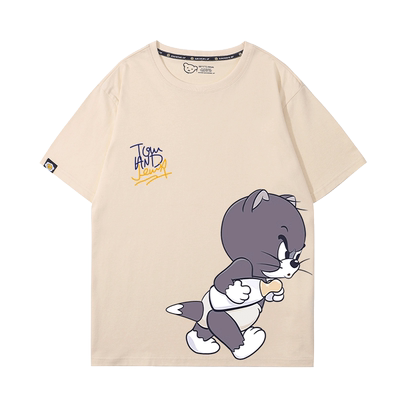 杰瑞打哈欠猫和老鼠动漫周边纯棉短袖男女情侣纯棉宽松百搭T恤衫