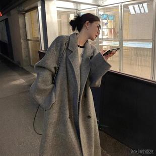 Queen2025韩国东大门高端婴驼绒双面羊毛手缝大衣简约百搭气质长