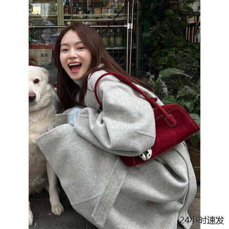 Queen高级感双面羊绒大衣女2025秋冬新款韩系小个子长款显瘦羊毛