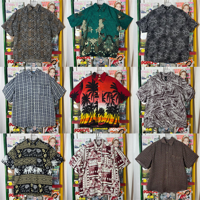 vintage翻领短袖夏天hawaii衬衣