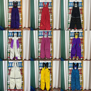 X4vintage户外防风防水耐磨单双滑板加棉滑雪裤 冬 男女宽松背带裤