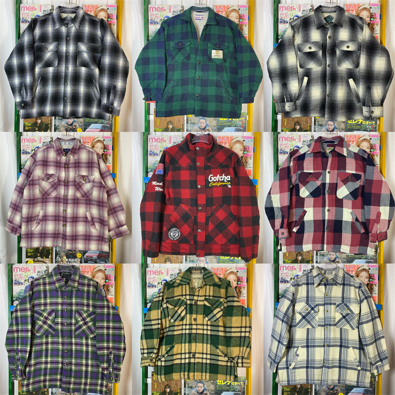 vintage翻领秋冬宽松格子羊羔绒