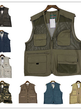 0522 vintage古着马甲日系复古阿美咔叽多袋工装马夹战术钓鱼背心