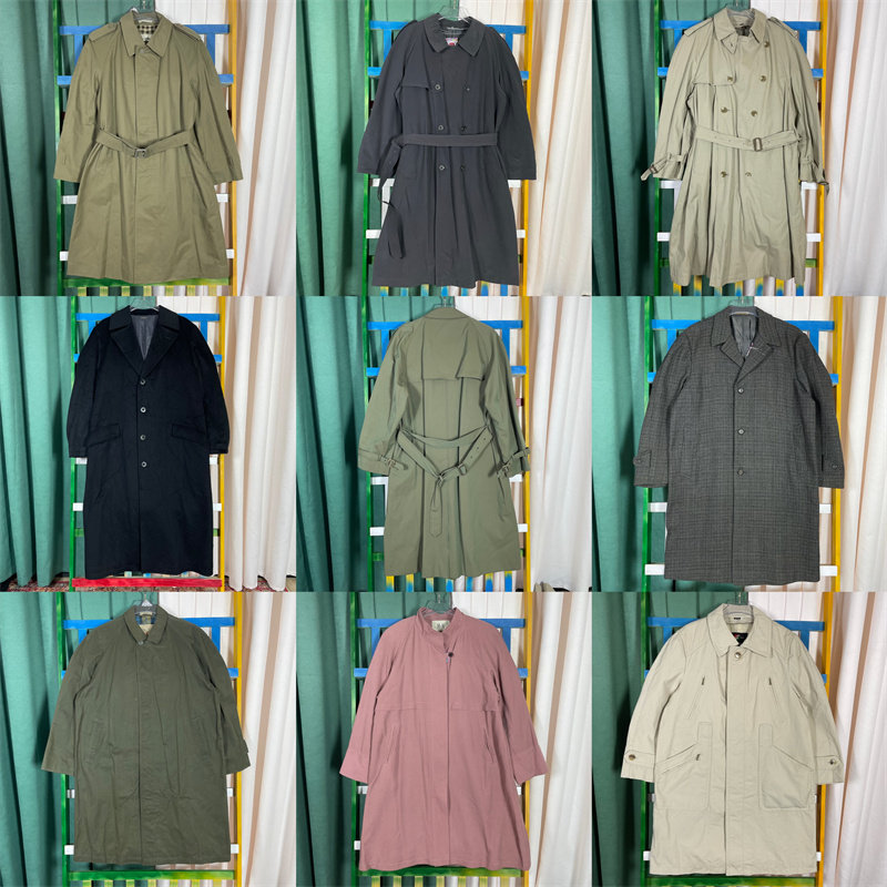 vintage古着风衣大衣工装阿美咔叽男女宽松日系秋冬英伦外套FY4