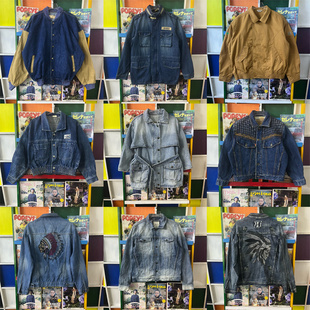 vintage古着牛仔外套做旧阿美咔叽复古男女长袖 夹克N1港风90 工装