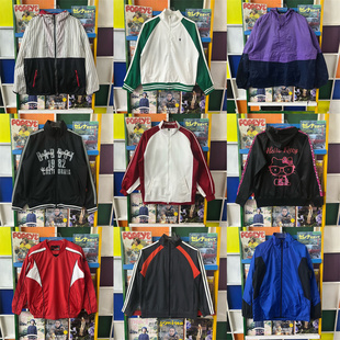 vintage古着运动服港风日系夹克复古00S外套男女棒球服拉链JK29