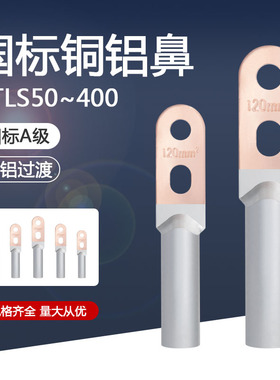 双孔铜铝线鼻子DTLS-50/95/120/240/300平方铜铝过渡接线端子铝鼻