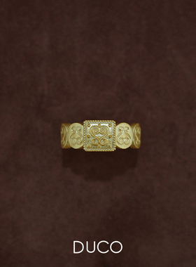 Amorflora系列爱心浮雕纹理方圆戒指中古风纹理环高级感【新品】