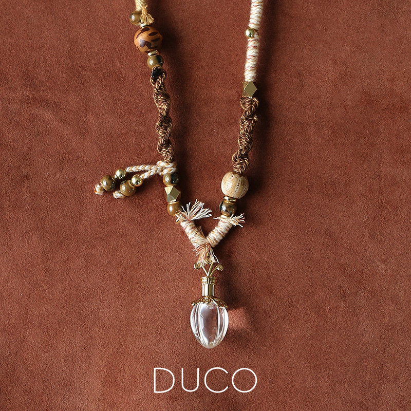 DUCO Fidiora系列晶石花瓶编织项链精致饰品高雅手工编织新款潮