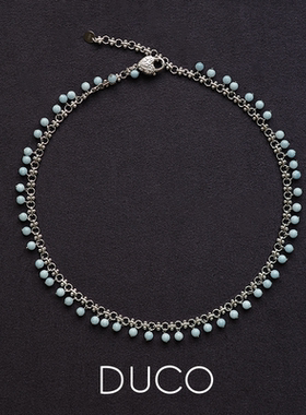 Fidiora系列蓝玉髓满圈项链925银气质百搭装饰品锁骨颈链
