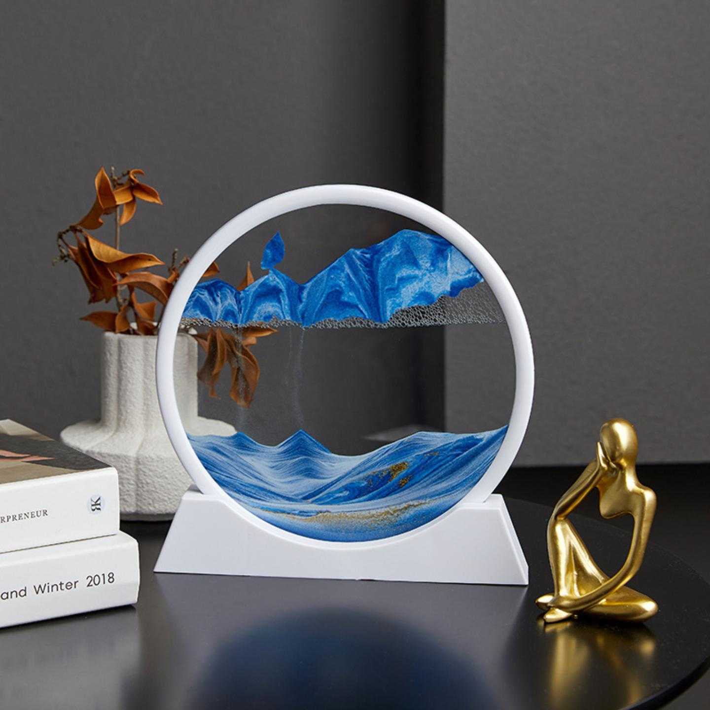 流沙摆件解压3D立体圆形沙漏创意家居桌面流沙画沙摆沙漏