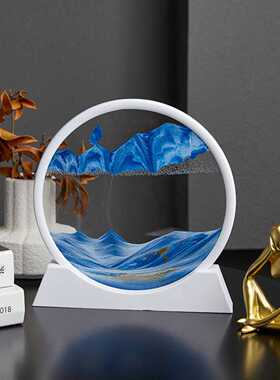 流沙摆件解压3D立体圆形沙漏创意家居桌面流沙画沙摆沙漏