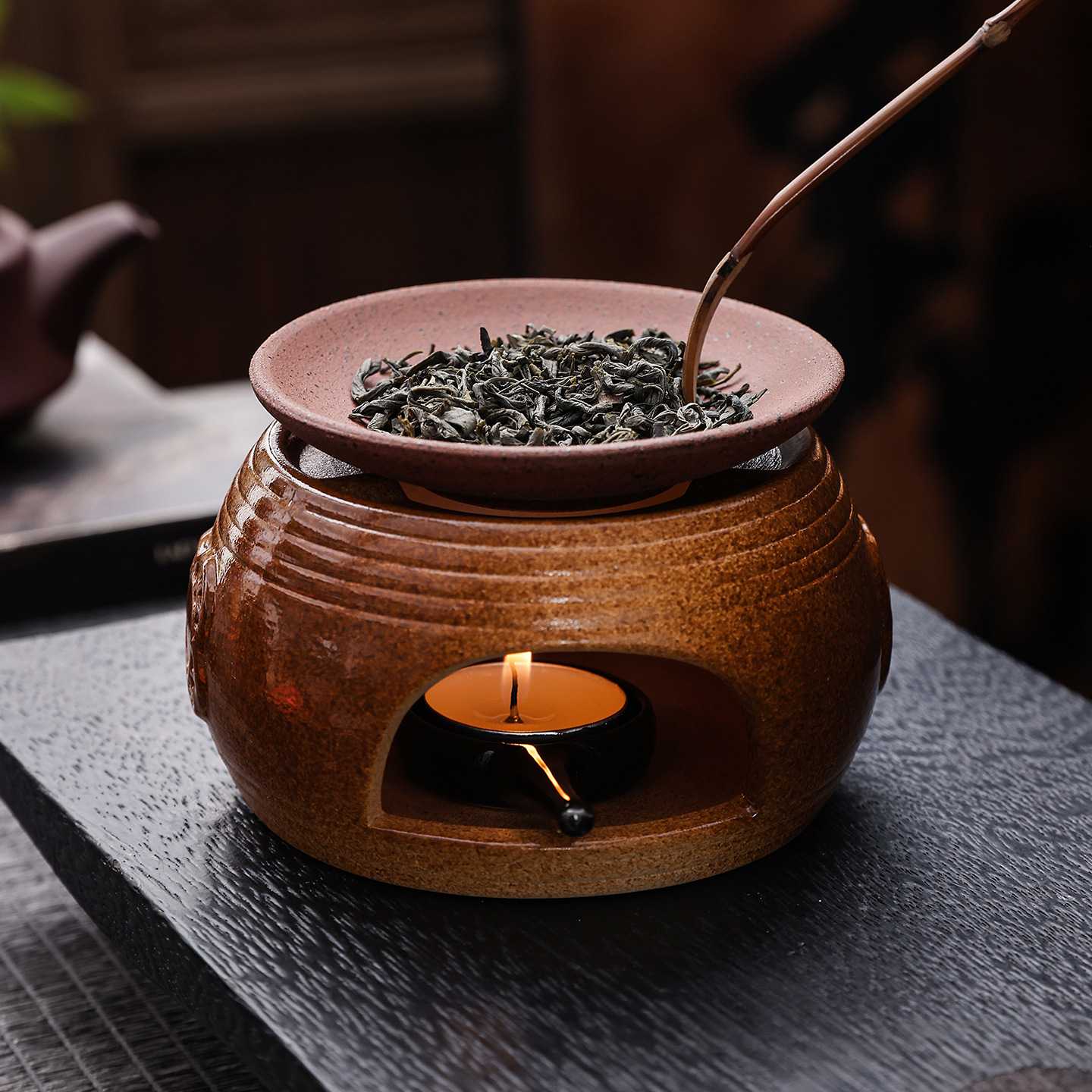 中式香粉可干烧精油炉陶瓷蜡烛扩香器隔火加热旅行围炉烤茶炉