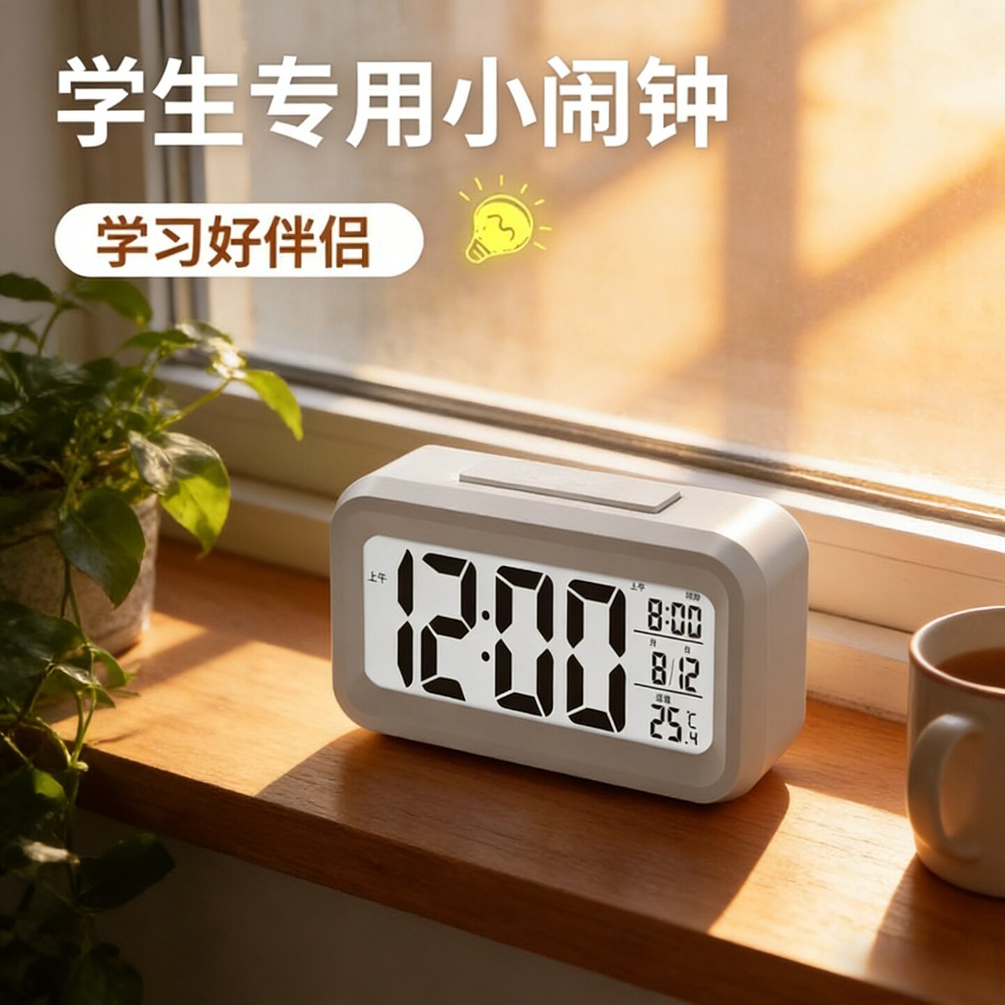 电子闹钟学生夜光静音时钟创意充电多功能电子钟迷你儿童女孩可爱