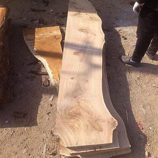 老榆木板自然边原木2米长木板材料整张大板隔板置物实木定制尺
