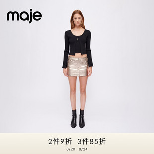 MFPPU00508 长袖 Outlets经典 款 女装 Maje 针织开衫 短款 黑色修身 套装