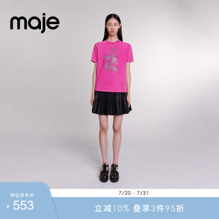 短款 Outlets2024春夏女装 法式 T恤上衣MFPTS0079 短袖 棉 Maje