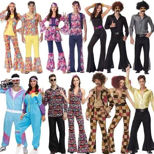 欧美万圣节情侣70年代复古嬉皮士迪斯科派对服装hippie酒吧演出服