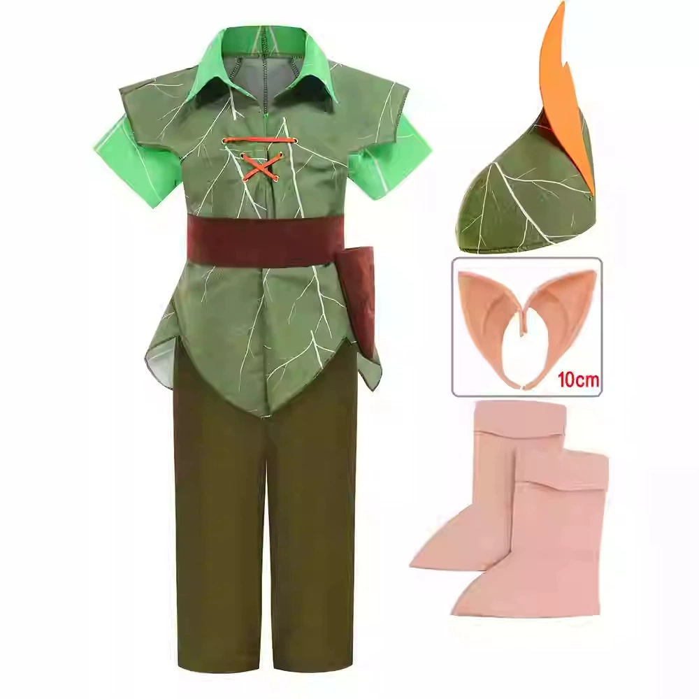 儿童万圣节小飞侠同款彼得潘cos服绿色小精灵男女童舞台表演服装