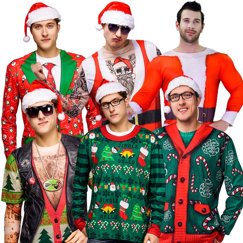 圣诞节舞台装男款个性趣味上衣