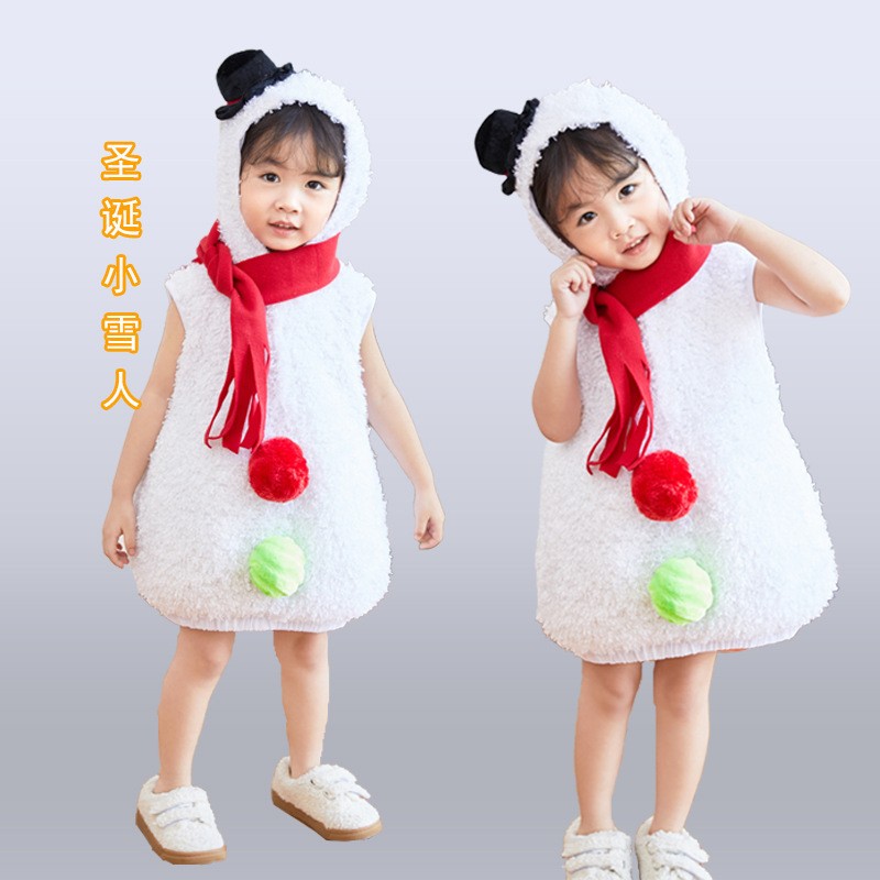 欧美圣诞小雪人扮演服雪娃娃演出服装圣诞精灵圣诞老人幼儿雪宝宝