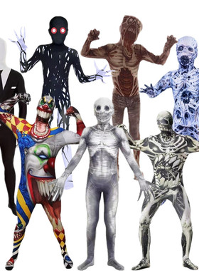 儿童恐怖死神骷髅连体衣cos成人丧尸幽灵魔鬼外星人万圣节装扮服