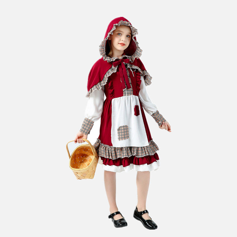 新款女童cos小红帽演出服装万圣节亲子装化妆舞会派对服装表演服