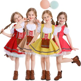 万圣节儿童德国啤酒服演出服文化艺术表演服传统服装女童多色短裙