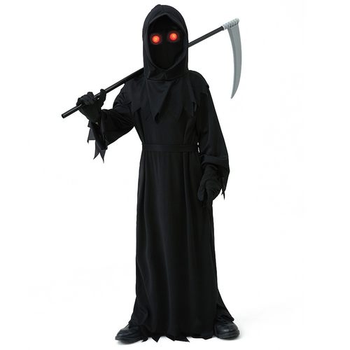 万圣节成人儿童恐怖红眼死神装扮 镰刀黑暗使者幽灵cosplay服装