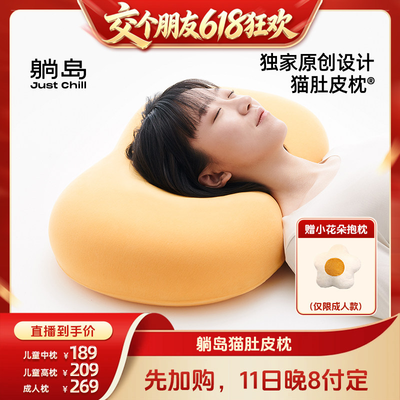 【交个朋友618先加购】躺岛猫肚皮枕记忆棉成人儿童枕TD
