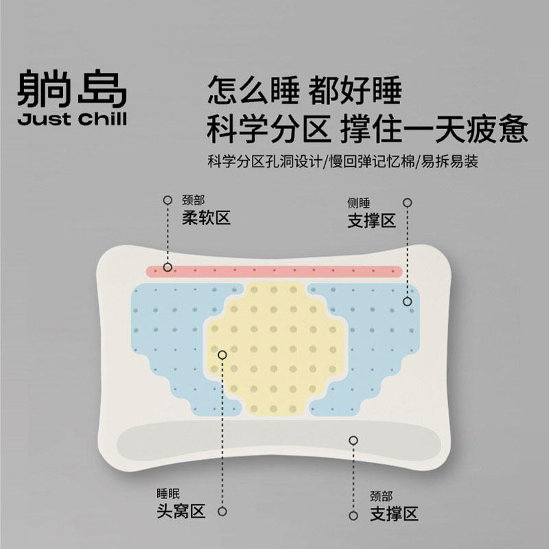 躺岛羽绒枕承托调整垫片改善塌陷便捷使用易拆装睡觉有支撑