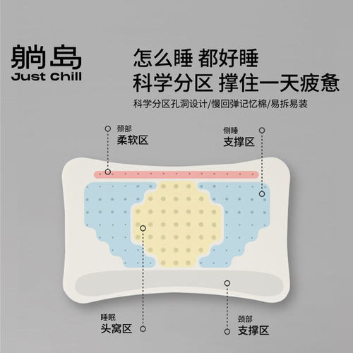 躺岛羽绒枕承托调整垫片改善塌陷便捷使用易拆装睡觉有支撑