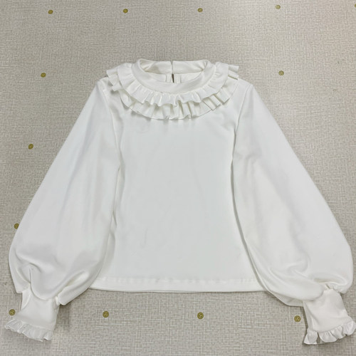 胖喵日记原创Lolita大码宽松打底衫羊腿袖内搭娃娃领德绒长袖上衣