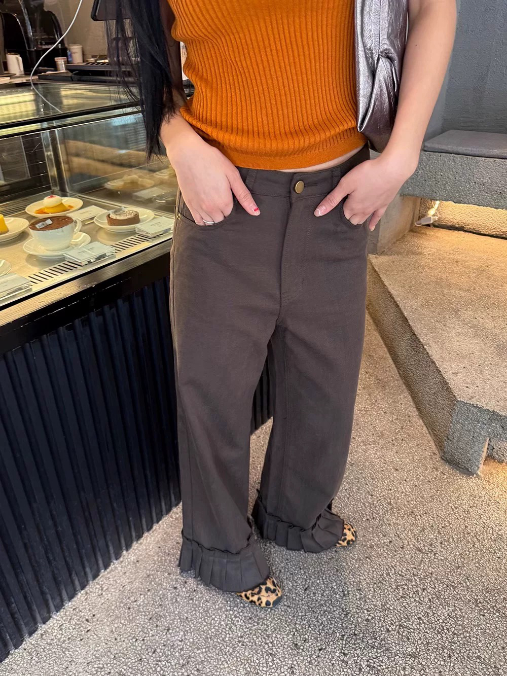 INchooseu天丝棉花边牛仔裤女