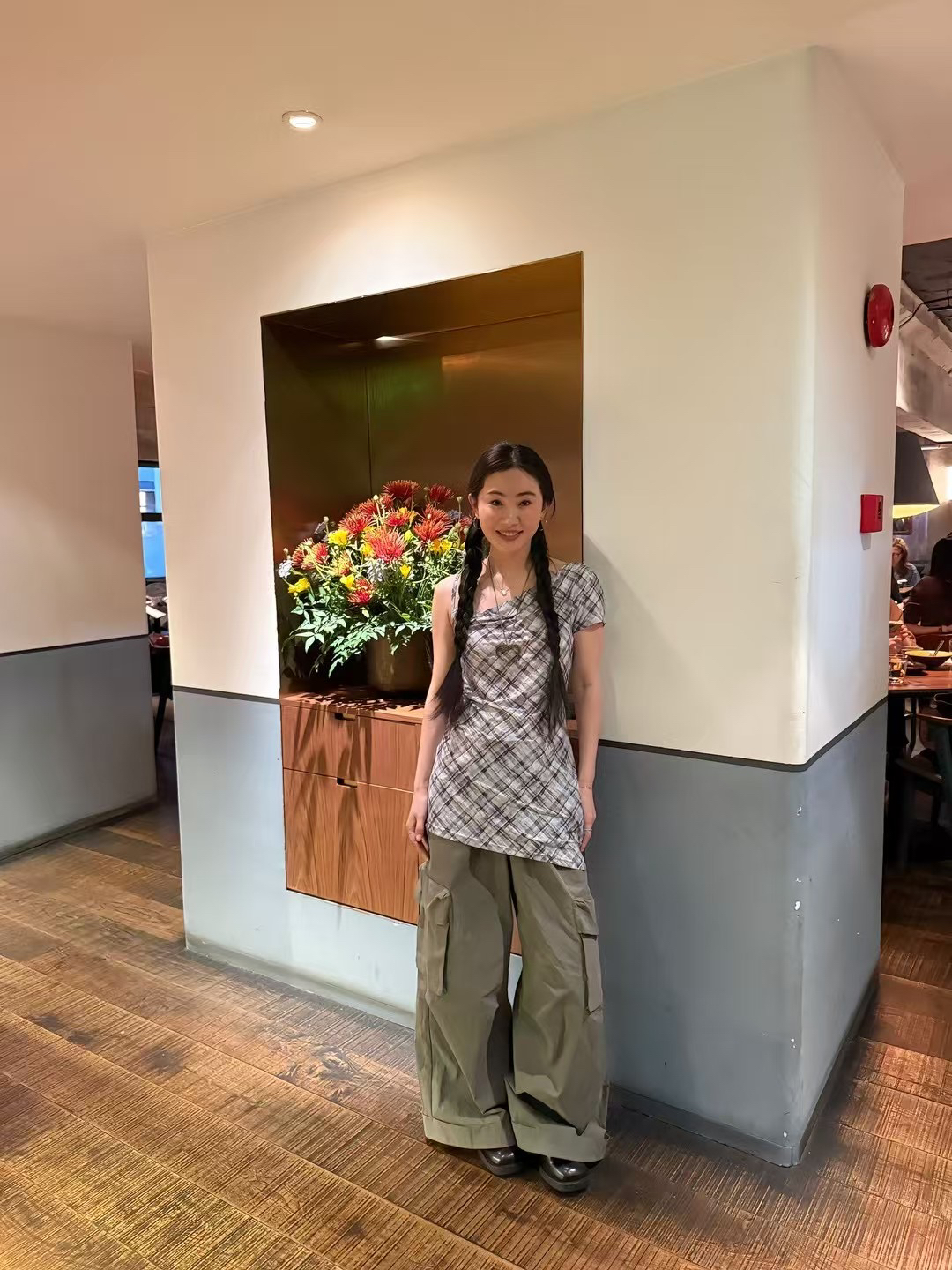 INchooseu大口袋宽松女工装裤