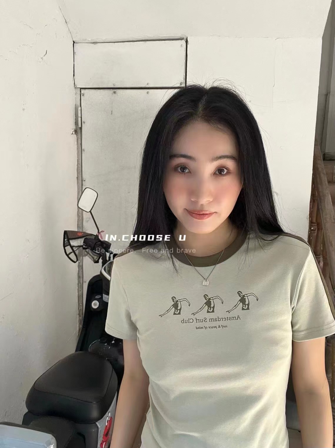 显瘦圆领常规女韩版短袖印花