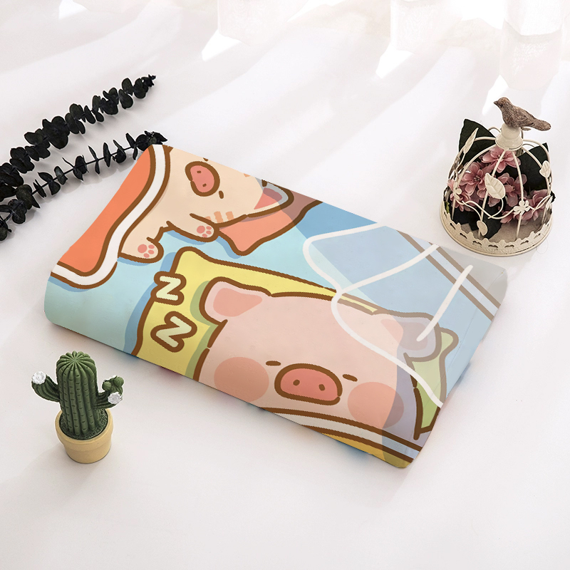 可爱lulu猪卡通枕套40X60牛奶绒透气抗菌橡胶枕专用枕套可定制