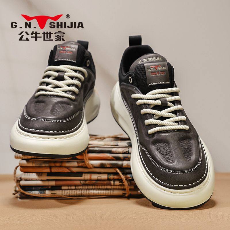 公牛世家板鞋男鞋2026新款秋冬季爆款增高男士运动老爹鞋潮