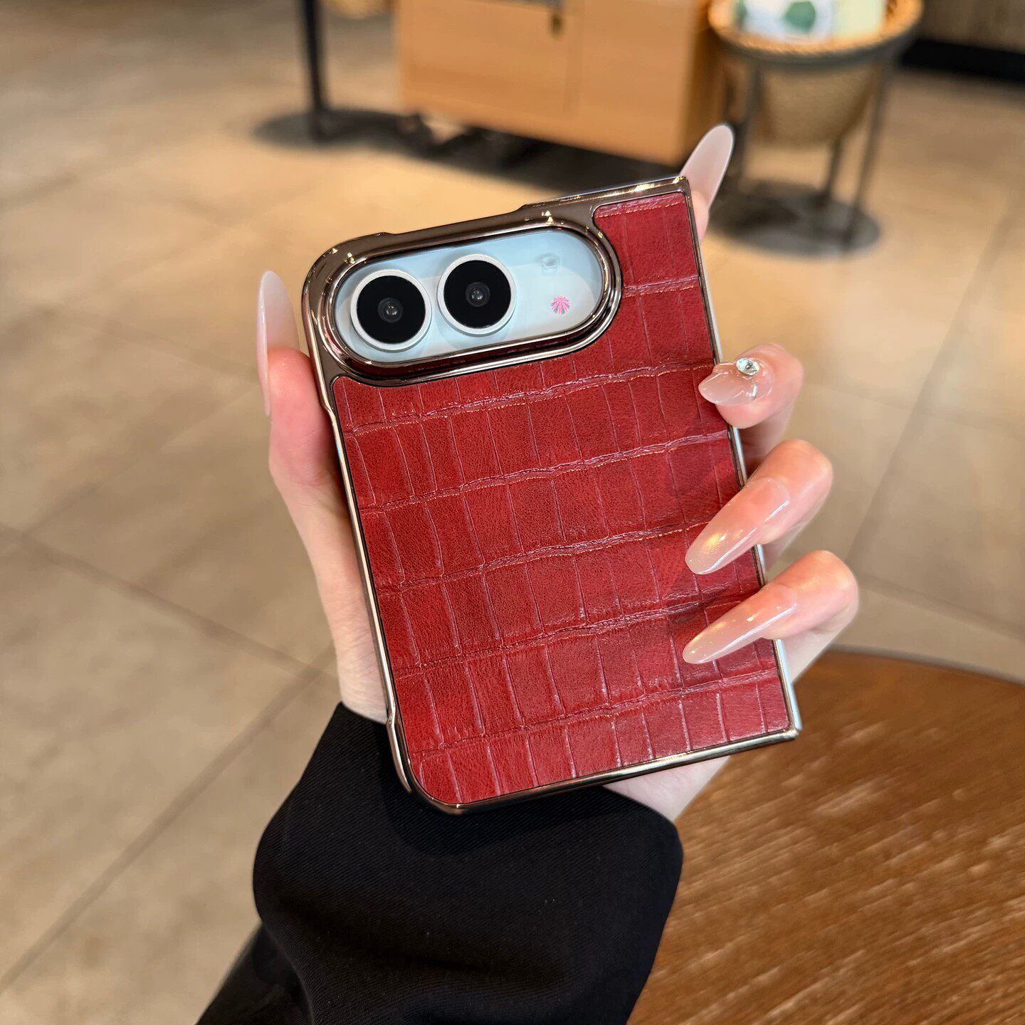 牛皮高级感鳄鱼纹适用苹果iPhone Duo手机壳带前框壳膜一体苹果18折叠屏奢华商务18duo时尚抗指纹防刮保护壳