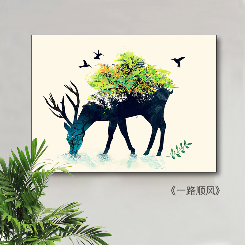 总开关轨道电表箱子装饰电源遮挡画玄关带钟表推拉门简易装饰画配