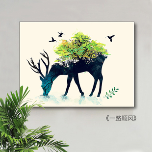 总开关轨道电表箱子装饰电源遮挡画玄关带钟表推拉门简易装饰画配