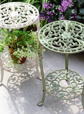 阳台花架户外庭院铁艺落地式客厅绿萝花凳室外花园露台双层置物架