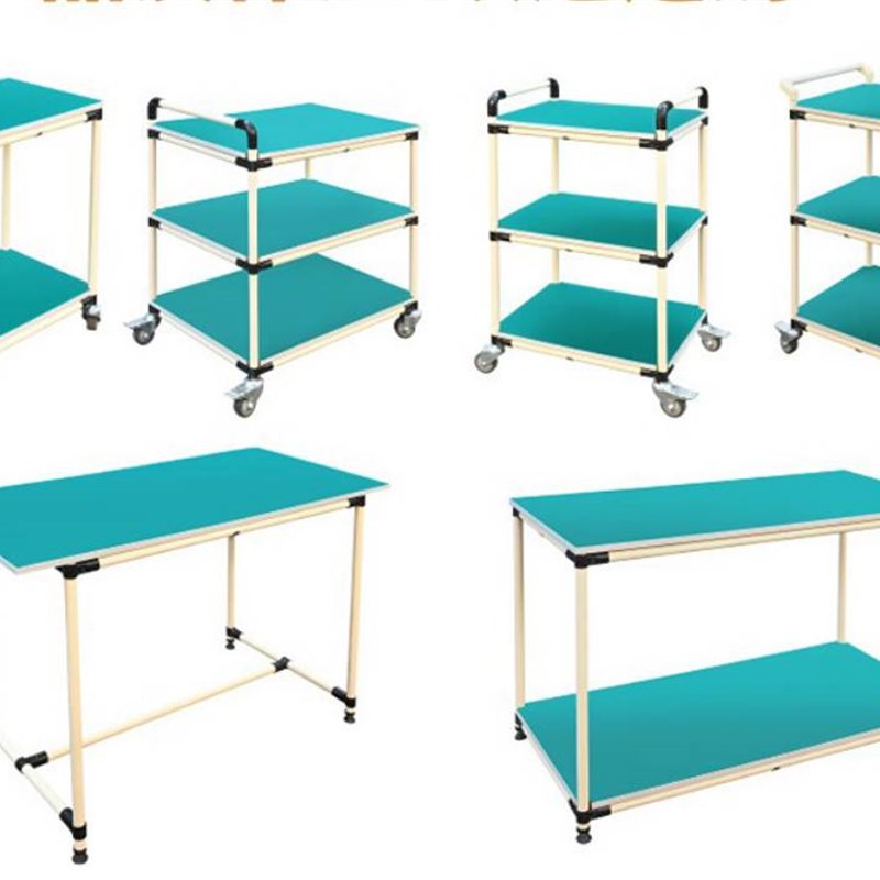 防静电周转车车间物料小推车可移动手推车两层精益管工作台