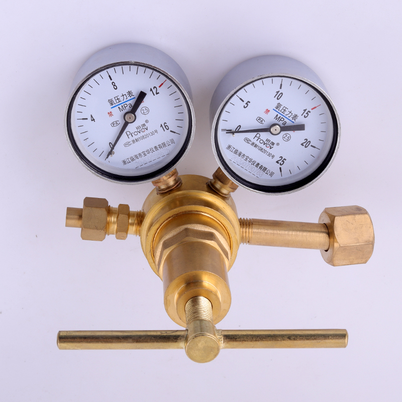 高压氮气减压阀YQD-370A氧气氢气CO2调H减压器压力表全铜16*25MPA