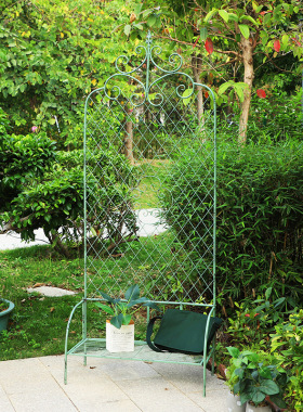 美式铁艺户外植物月季花架铁线莲爬藤架子花园庭院网格围栏装饰