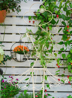 户外庭院做旧铁艺模特花架铁线莲鲜花爬藤架花店阳台装饰花插