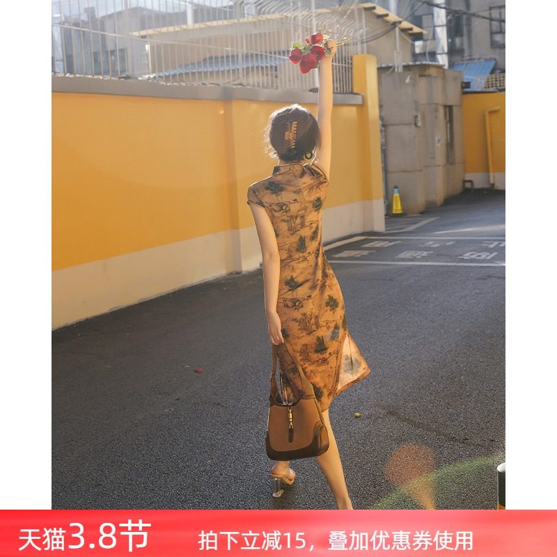 国潮旗袍女2022年新款复古中国风气质高端年轻款蚀骨改良民国女装