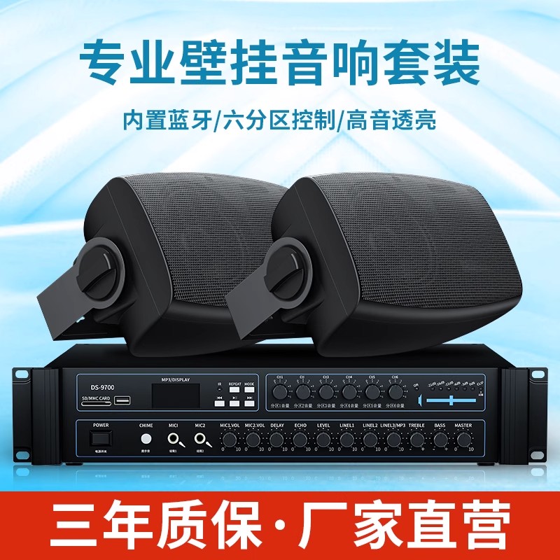 壁挂音响套装商用定压功放店铺专业用背景音乐广播喇叭壁挂式音箱